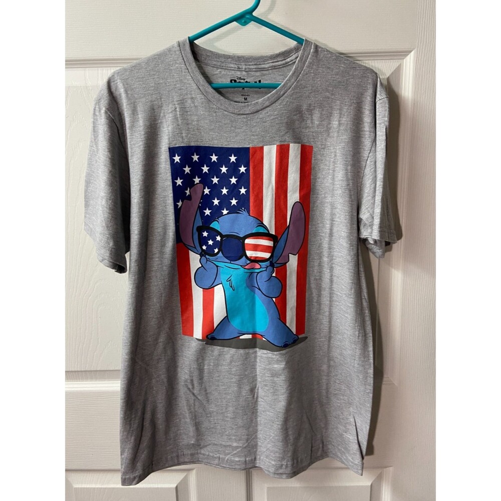 Disney Men’s Sz M Lilo & Stitch Americool Graphic Tee. American Flag NWT